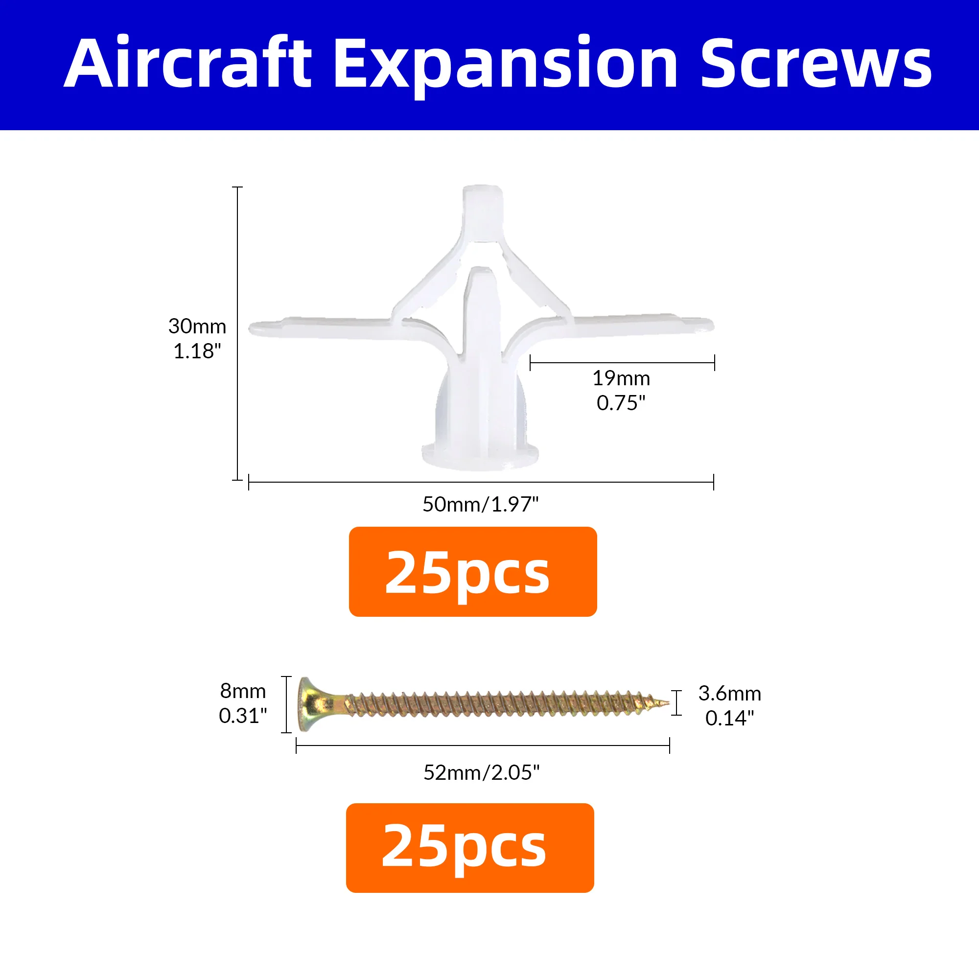 Nylon Expansion Drywall Anchoring Kit Special For Drywall With Galvanized Carbon Steel Screws Self-Drilled Wall 25 Sets drywall anchors drywall anchoring kit