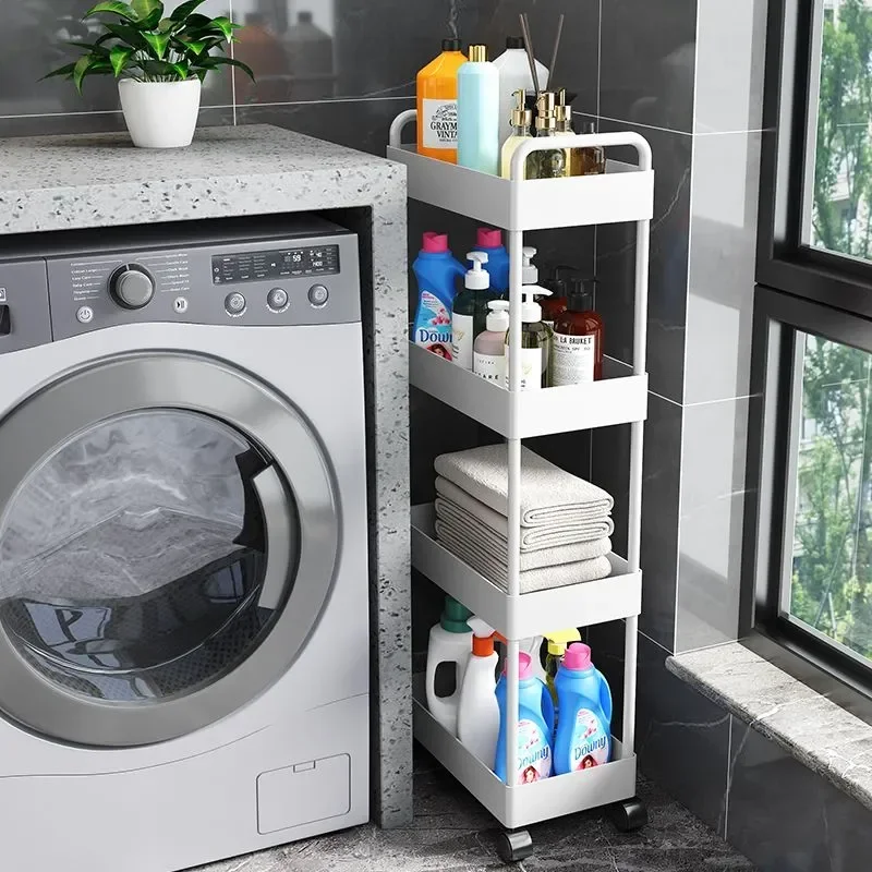 4 Floors Home Bathroom Mobile Storage Rack Beauty Salon Trolley Shelf Portable Clip-in Storage Rack Multi-Layer Snack Rack 5