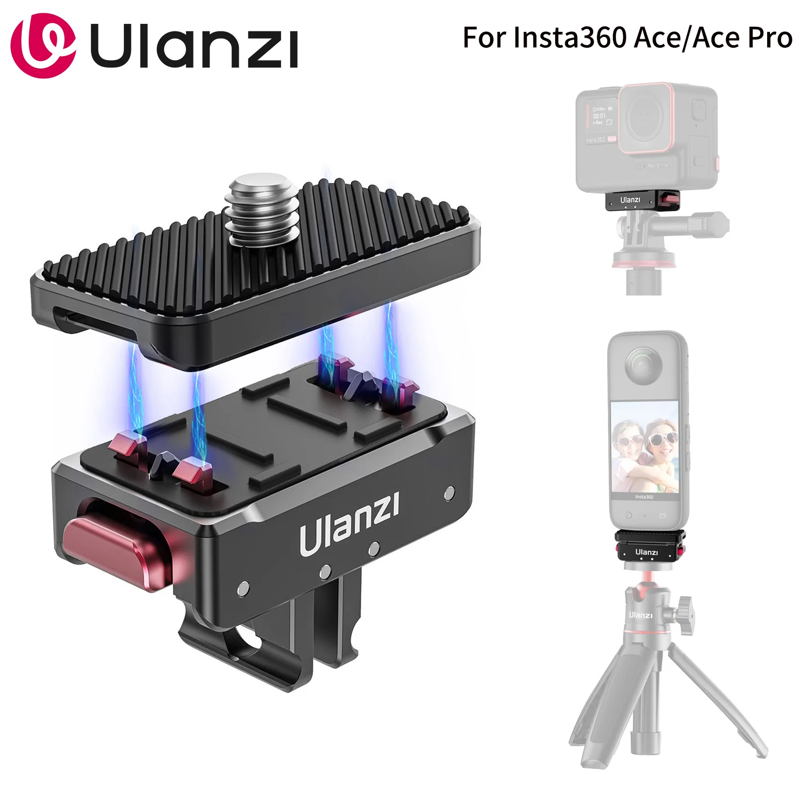 Adattatore base magnetico a sgancio rapido in lega di alluminio per Insta360 Go Ultra Expansion Mount 1/4 staffa a ve accessori per fotocamera 44 Adattatore base magnetico a sgancio rapido in lega di alluminio per Insta360 Go Ultra Expansion Mount 1/4 staffa a ve accessori per fotocamera 44