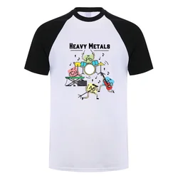 Heavy Metals Rock Chemistry Graphic Cotton T - Shirt for Men - Short Sleeve Summer Tee (White Black Sleeve)