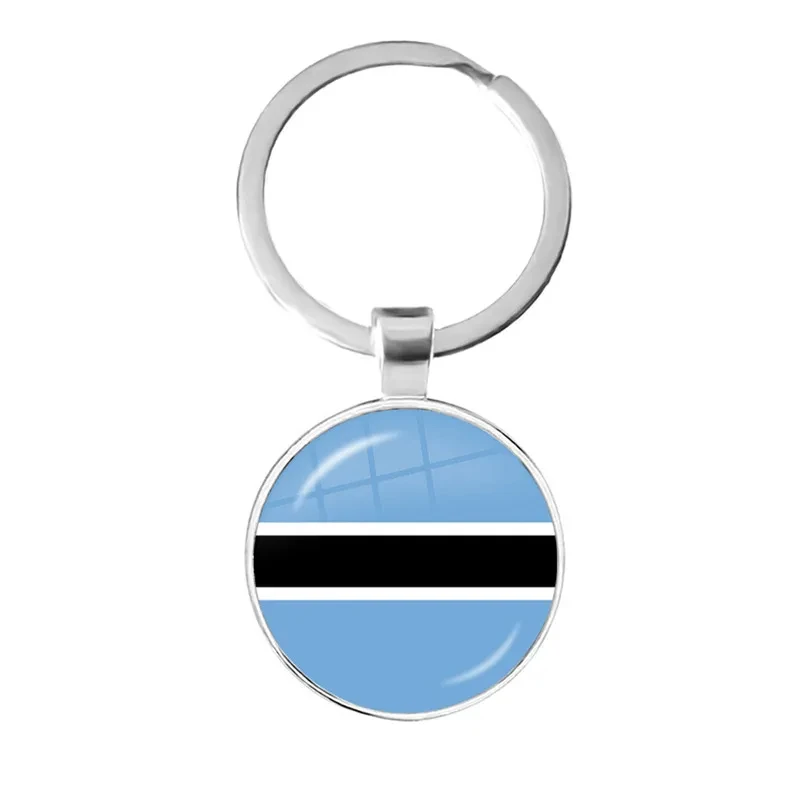 Botswana,Namibia,Swaziland,Madagascar,Malawi,Mayotte National Flag Keychain 25mm Glass Cabochon Key Rings For Gift