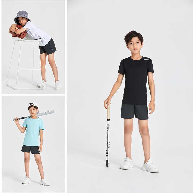 Kids Short Sleeve T Shirt Summer Quick Drying Sweat Absorbing Kids Teenagers Sports Running Short Sleeved T-shirt Comfortable Breathable Quick Drying Top