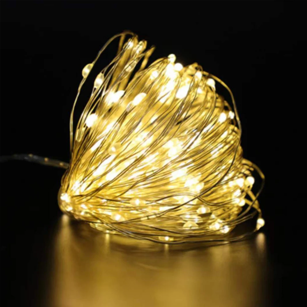 thumbnail image 1 of Cadena de luces LED para exteriores, luces de hadas, luces navideñas, luces de cadena de alambre de cobre impermeables para decoración de bodas y Navidad, 1 of 5