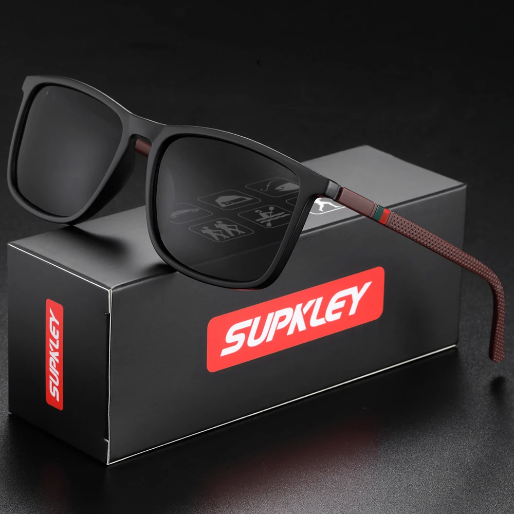 Square Sunglasses for Men Women Polarized Light Weight Business Driving Hiking Comfortable Eyewear Accessory