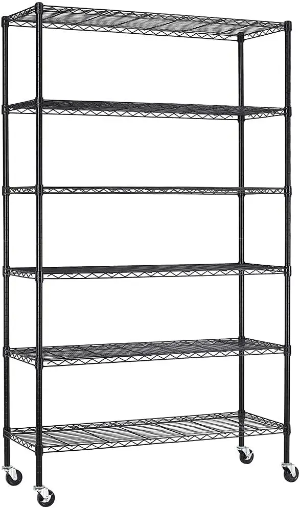 48"L&times;18"W&times;82"H Wire Shelving Unit Storage Cart Metal Shelf Rolling Utility Cart 2100Lbs Capacity with 6 Tier Casters