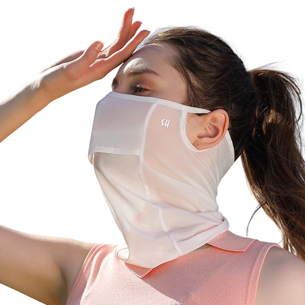 Ice Silk UV Sun Protection Mask, Cachecol Desportivo Respirável, Macio, Ajustável, Anti Ultravioleta, Fino, Atividades ao ar livre, Verão