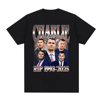 Comical Charlie Kirk RIP 1993-2025 Political Commemorative Retro Graphic Men and Women Summer Print Pure T-shirt 1
