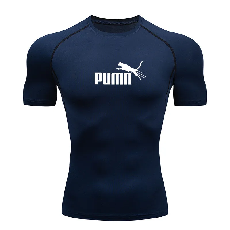 Abbigliamento Sportivo da Uomo, Maglietta a Compressione a Maniche Corte ad Asciugatura Rapida per Palestra, Fitness, Corsa, Sport e Bodybuilding - immagine 2