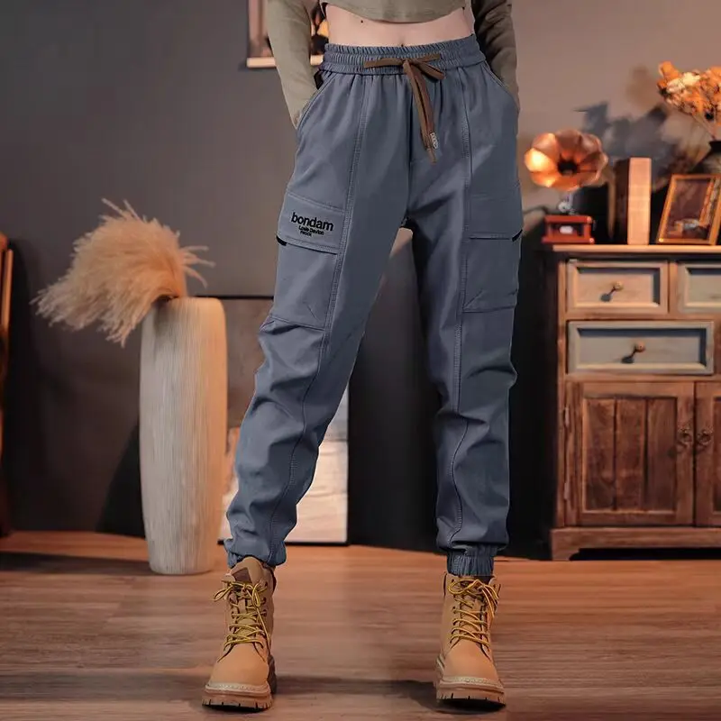 Men Spring Solid Color Pocket Comfortable Bound Feet Casual Pants Lightweight and Thin Large Size High Street All-match Trousers