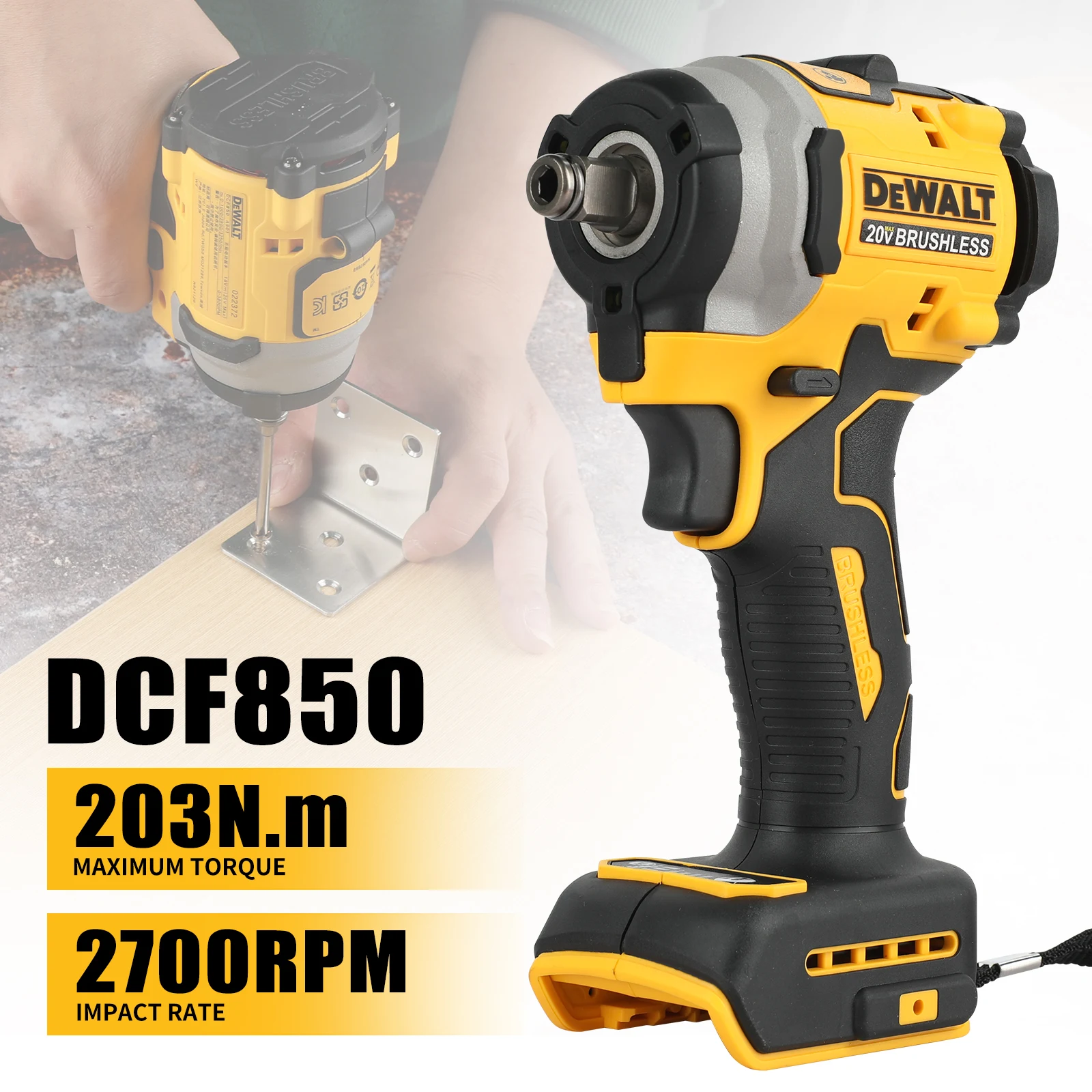 DEWALT electric screwdriverDcf850compatible withDEWALToriginal battery portable brushless impact screwdriver wrench bare machine