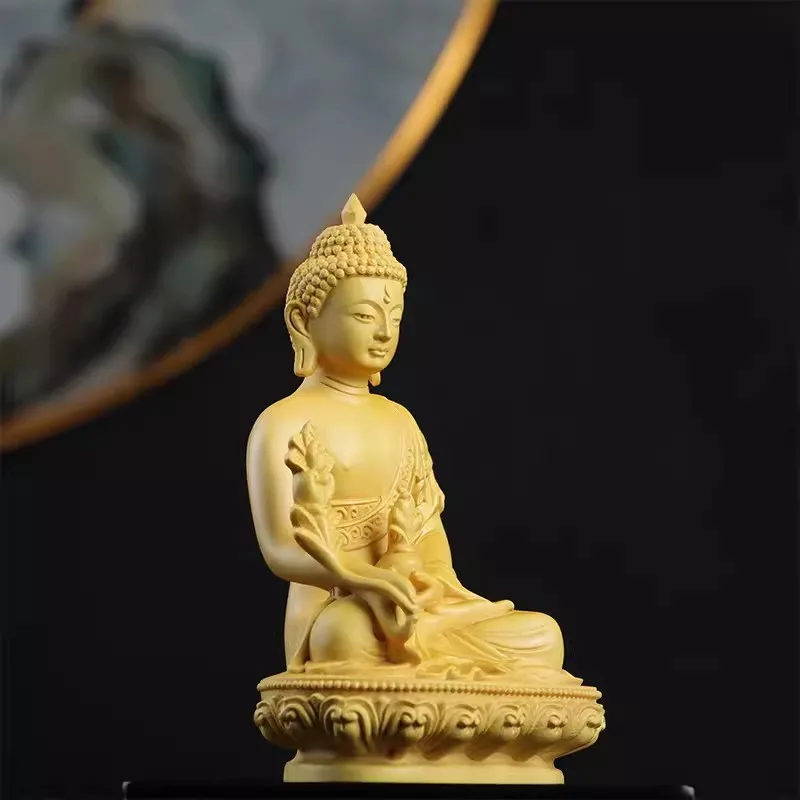 Tibetan Buddha Character Model, Solid Wood Carving, Chinese Statue, Home, Living Room, Office Decoration, Feng Shui Statue