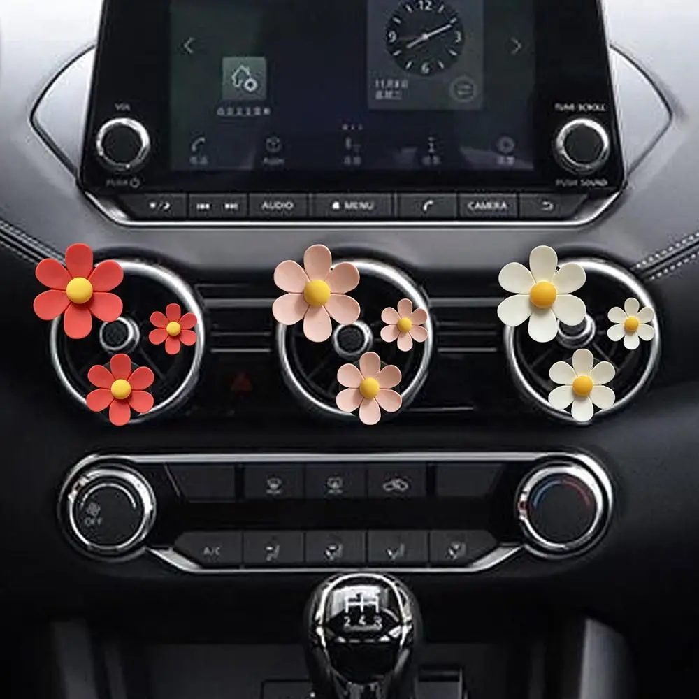 Five-petal Flower Car Perfume Decorative Clip Daisy Car Air Conditioning Outlet Clip Daisy Scented Holder 3Pcs/Set car perfume clip