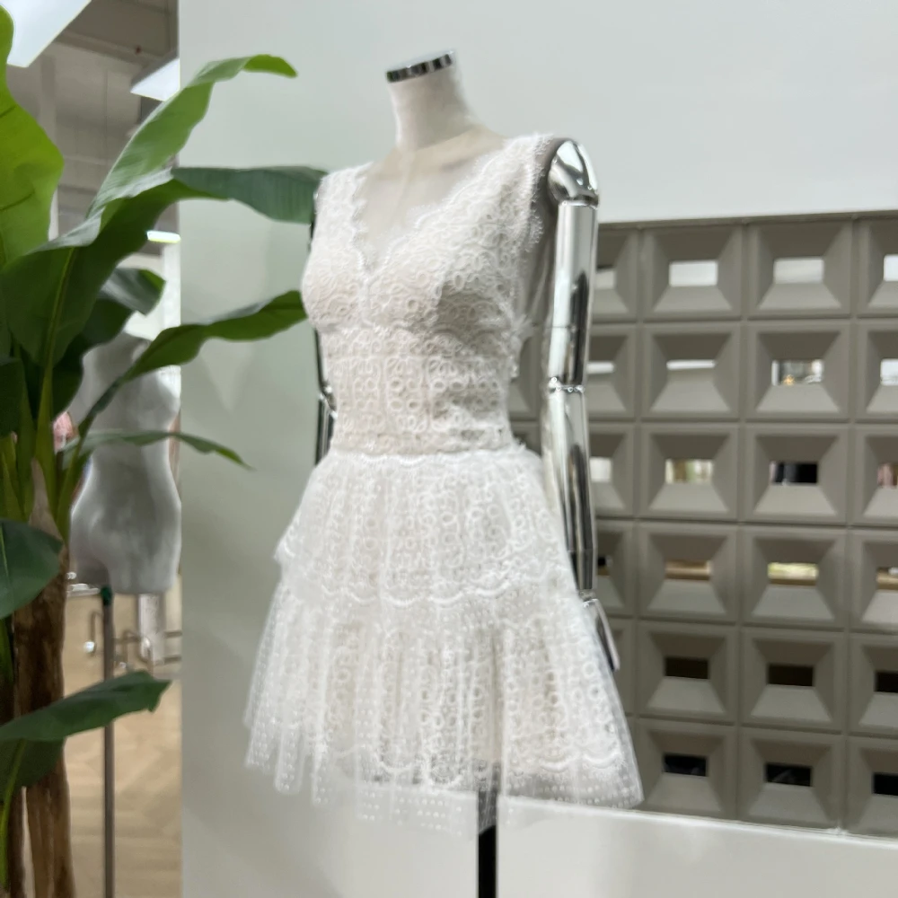 open lace back dress White A-line Sheer Back Homecoming Dress, Party Dresses with Appliques,  MH425