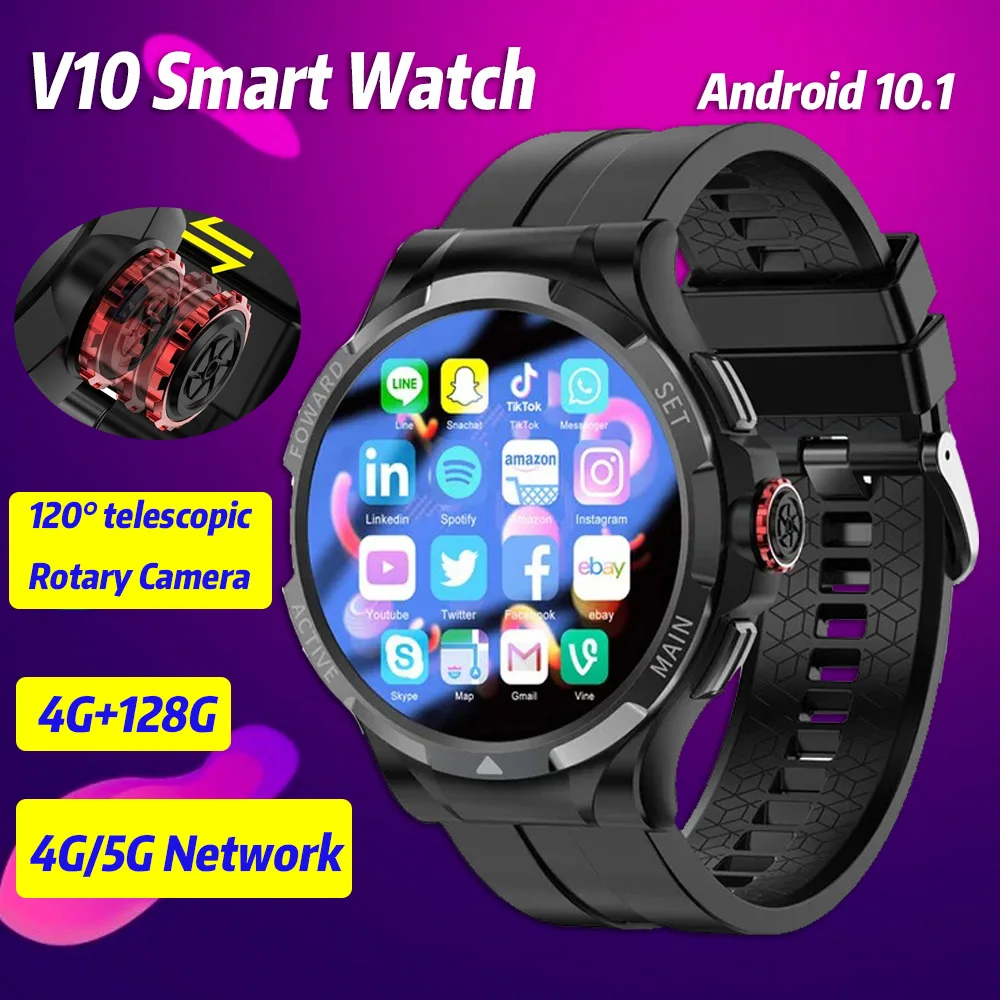 2024 NEW V10 Smart Watch Upgrade Chip SIM Card 128GB ROM Android