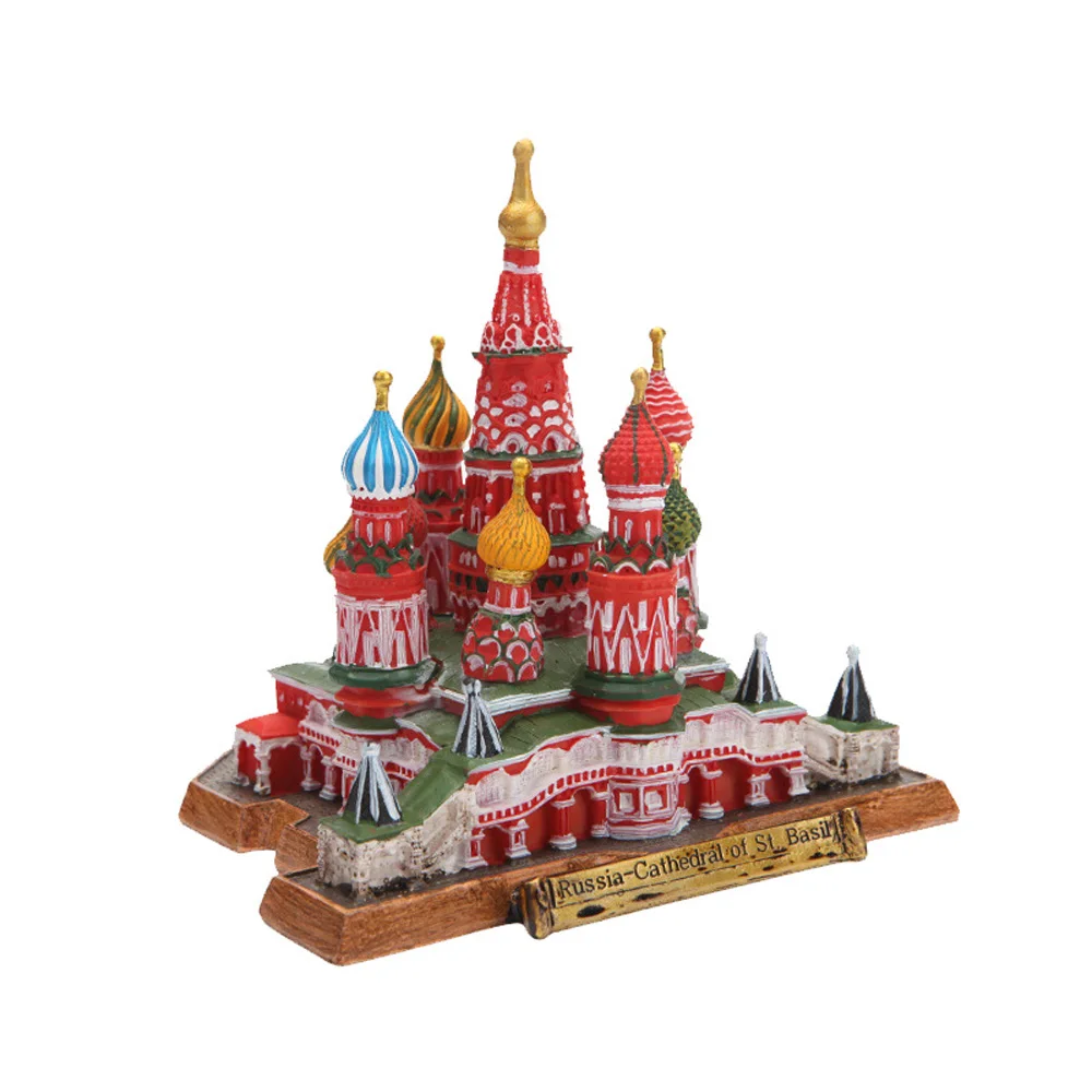 World Famous Building Landscape Russian Federation Moscow Saint Basil's Cathedral Bookcase Decoration Crafts Decor Statue 4