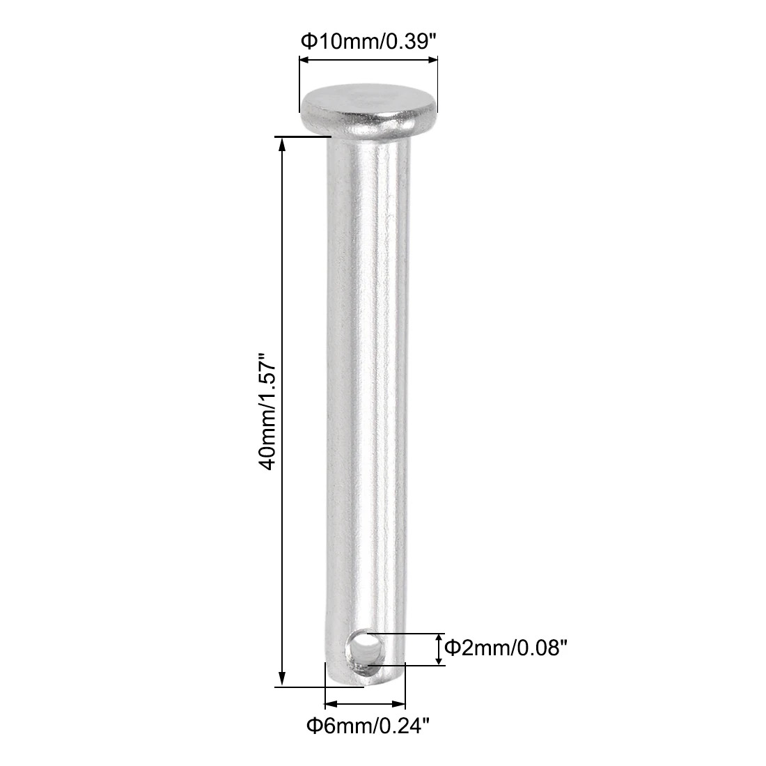 Single Hole Clevis Pins 6mm 8mm 10mm Flat Head 304 Stainless Steel Link Hinge Pin L 20/25/30/35/40/50/60/70mm 1pcs uxcell