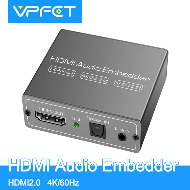 HDMI Audio Embedder - Inserisce Audio Da Ottico O AUX In HDMI, Supporta 4K60Hz HDR, Con Toslink E Jack 3.5mm - Foto 6