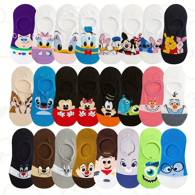 12 Pairs Random Summer Comfortable and Breathable Women's Short Socks Various Choices Cartoon Pattern Women's Boat Socks