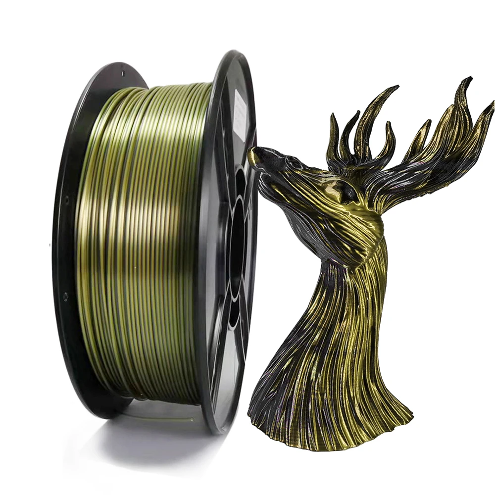 3D 프린터 필라멘트 실크 PLA 1kg, 1.75mm, 투톤 3D 인쇄 재료, 2 색 승화 듀오톤