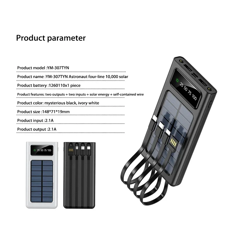 Xiaomi 200000mAh Solar Power Bank Ultra Capacity USB 4 in1 Super Fast Charging USB TypeC LED Light Outdoor Power Bank For iPhone 6