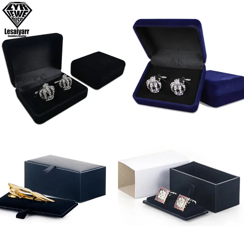 Black PU Leather Geschenk Box for Manschettenknopfe cufflinks Storage Box Jewellery Cuff Links Gift Organizer Packaging Box Case