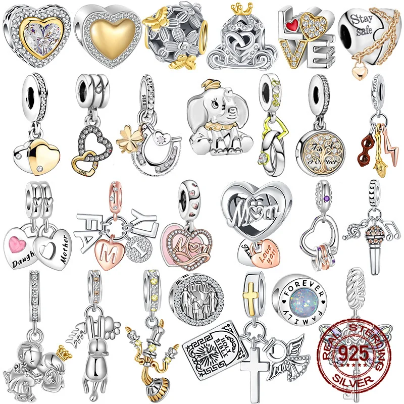 2024 Nuovo 925 Sterling Silver Bead Golden Heart-Shaped Lock Compleanno Candle Charm Fit Originale Pandora Bracciale Gioielli Da Donna Fai Da Te