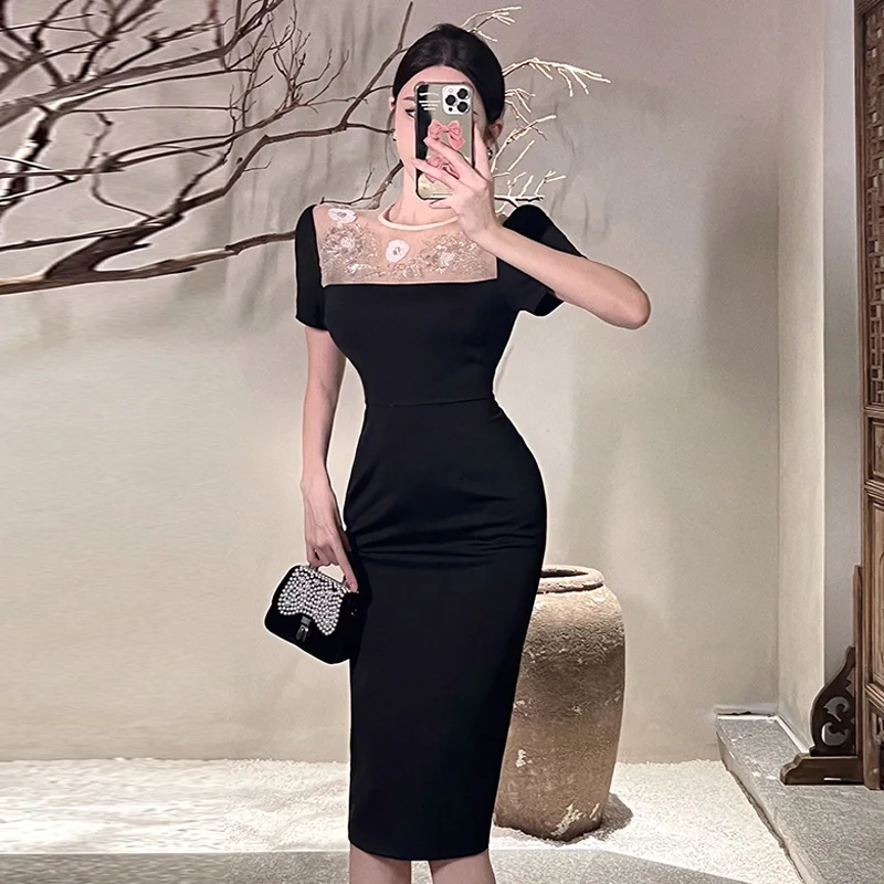 

Элегантная женская одежда Harajpoo, тяжелая вышивка, Сращивание, приталенный силуэт, формальные винтажные платья