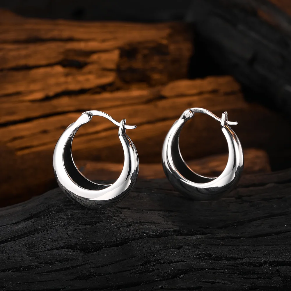 925 Sterling Silver U Shape Hoop Earrings For Women Wedding Party