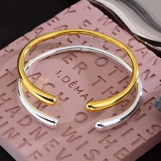 Bracelet en argent Sterling 100% massif pour femmes et hommes, Vintage, fait à la main, Simple, en or, cadeau d'anniversaire, 925 1