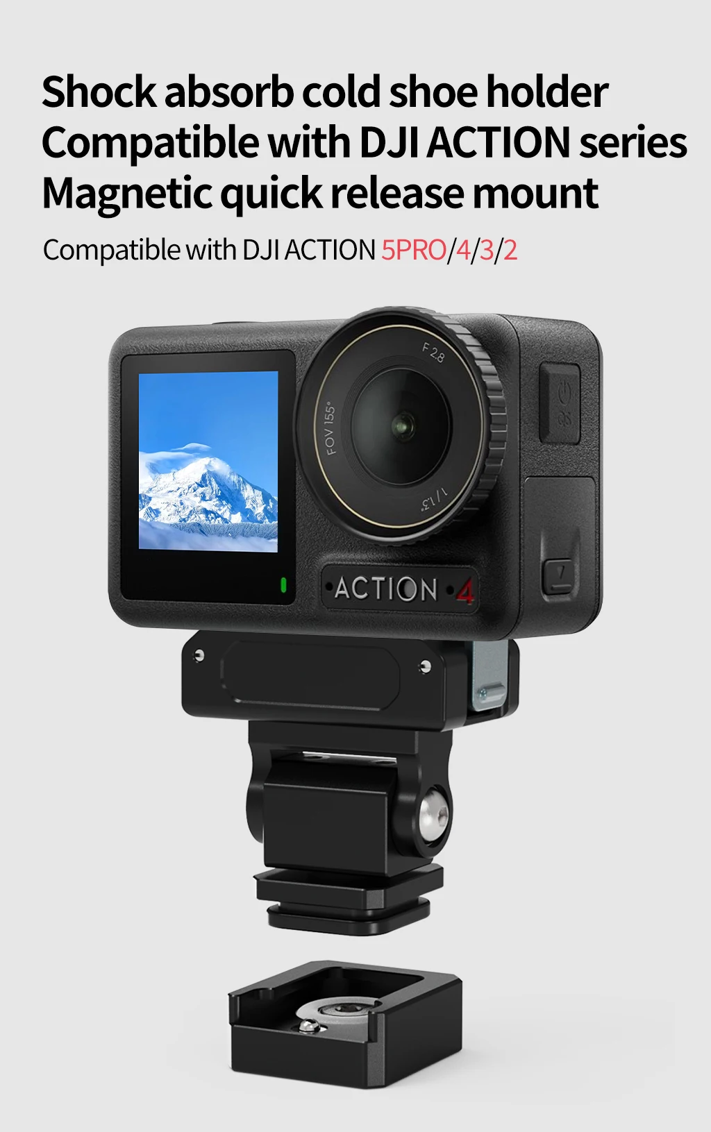 Magnetischer Kaltschuh-Adapter mit Schnellverschluss 360° ° Dämpfung einstellbar 1/4 Zoll für DJI Osmo Action 5Pro 4 3 2 Kamera-Fahrradlenkerhalterung – Detail 17