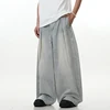 IEFB Simple Men's Denim Pants Droop Pleated Droop Washing High Street Casual Solid Color Straight Wide Leg Male Trousers 9C8878 5