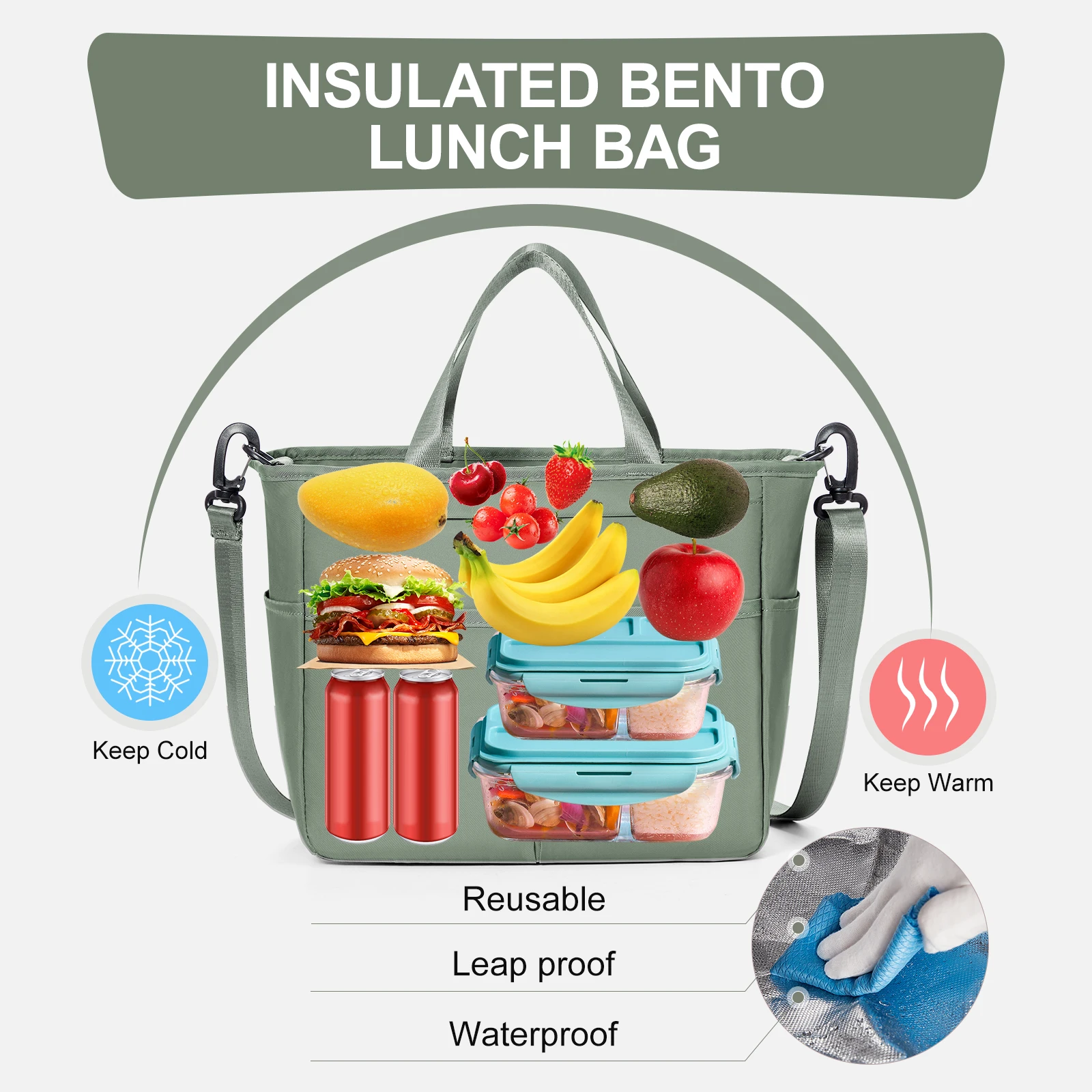 Large Capacity Insulated Lunch Bag - Portable Storage For School And Office Insulated Aluminum Foil Bag, for Picnics, Commuting