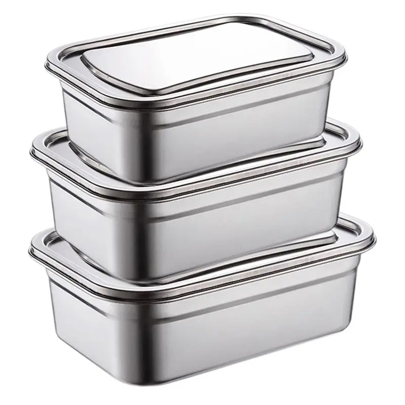 Indian-Tiffin Stainless Steel Large Single Layer Rectangular LunchBox  (Large)