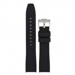 Universal Silicone Sport Watch Band - Soft, Waterproof Rubber Strap - 22mm (Black)