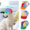 Dog Propeller Hat Pet Outdoor Sports Hats With Ear Holes Dog Hat Rainbow Helicopter Top Hat For Small Dogs Puppy Cats Supplies 1