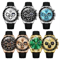 OLEVS – montres à Quartz pour hommes, chronographe analogique, Phase de lune, Silicone, diamant, étanche, lumineux 6