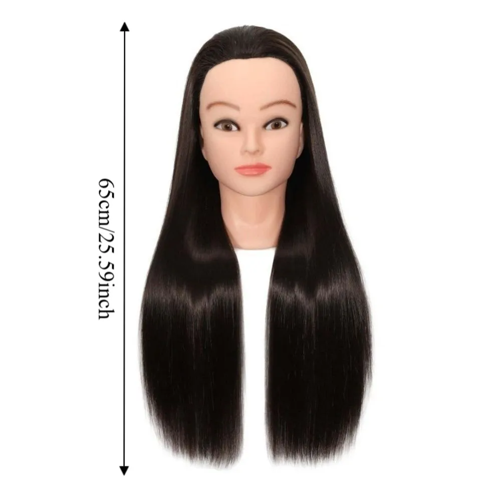 Testa di Manichino Sintetica per Adulti, Modello Creativo con Capelli Lunghi, Testa per Allenamento, Acconciatura Naturale Liscia, Unisex - immagine 6