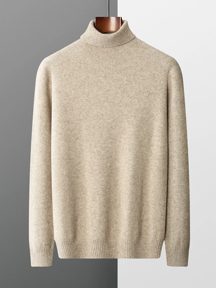 Yoyoselect  Luxury Men Cashmere Sweater Autumn Winter Quality Turtleneck Smart Casual Pullover 100% Cashmere Knitwear Soft Tops 2