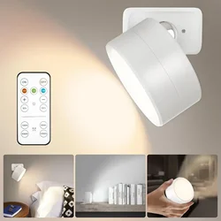 Versatile LED Wall Sconce with Adjustable Brightness and Color Modes - Battery Operated and 360° Rotatable (White)