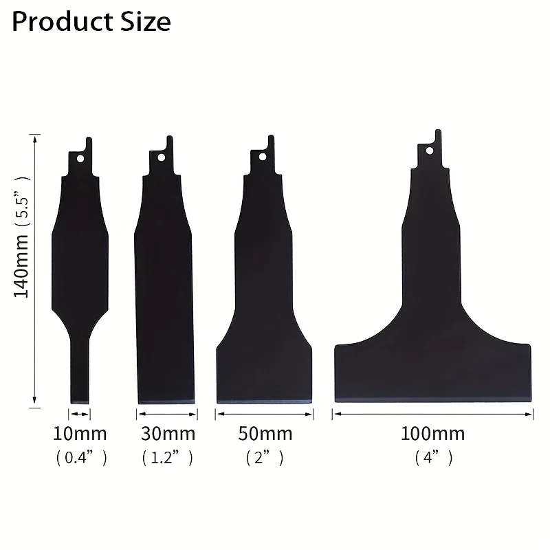 Putty Knife Scraper 4-Piece Heavy-Duty Scraper and Blade Set for Reciprocating Saws