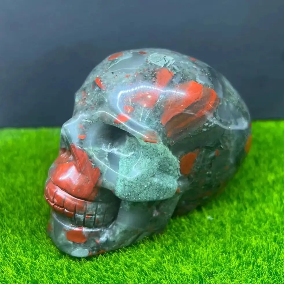 Best Selling Energy Gemstone Crafts Christmas Gift African Blood Stone Crystal Skulls Reiki & Home/Office Decoration Energy 1pcs