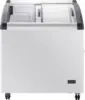 Commercial Mobile Ice Cream Display Chest Freezer Sub Zero Temp Curved Glass Top Frost Free Lid with 3 Wire Baskets 31.5 Inch 2