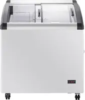 Commercial Mobile Ice Cream Display Chest Freezer Sub Zero Temp Curved Glass Top Frost Free Lid with 3 Wire Baskets 31.5 Inch 2