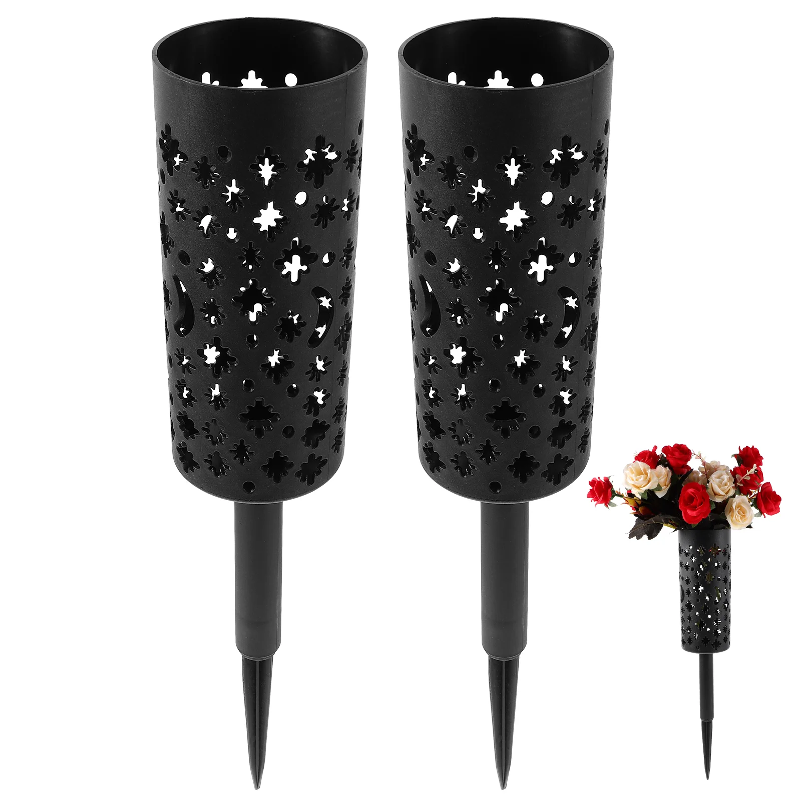 

Durable Resin Grave Flower Holder Set of 2 Cemetery Vases for Grave Decoration and Memorial Tribute