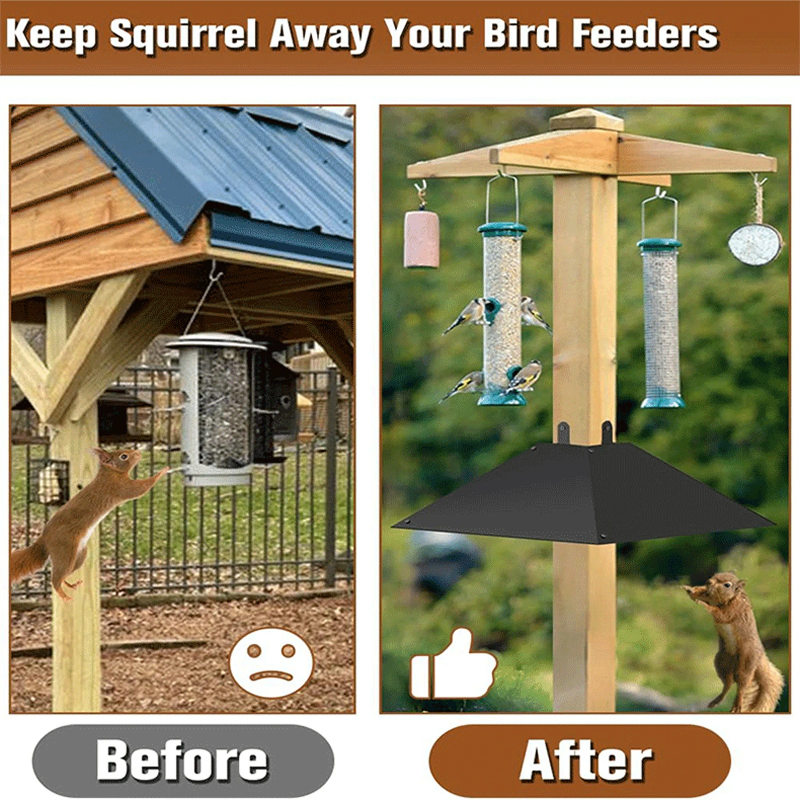 Outdoor Squirrel Proof Baffle Kit Guard  Proof Baffle Heavy-Duty Pole Mount  Guard Stopper with Screws and Wrench for 4x4 Post 6