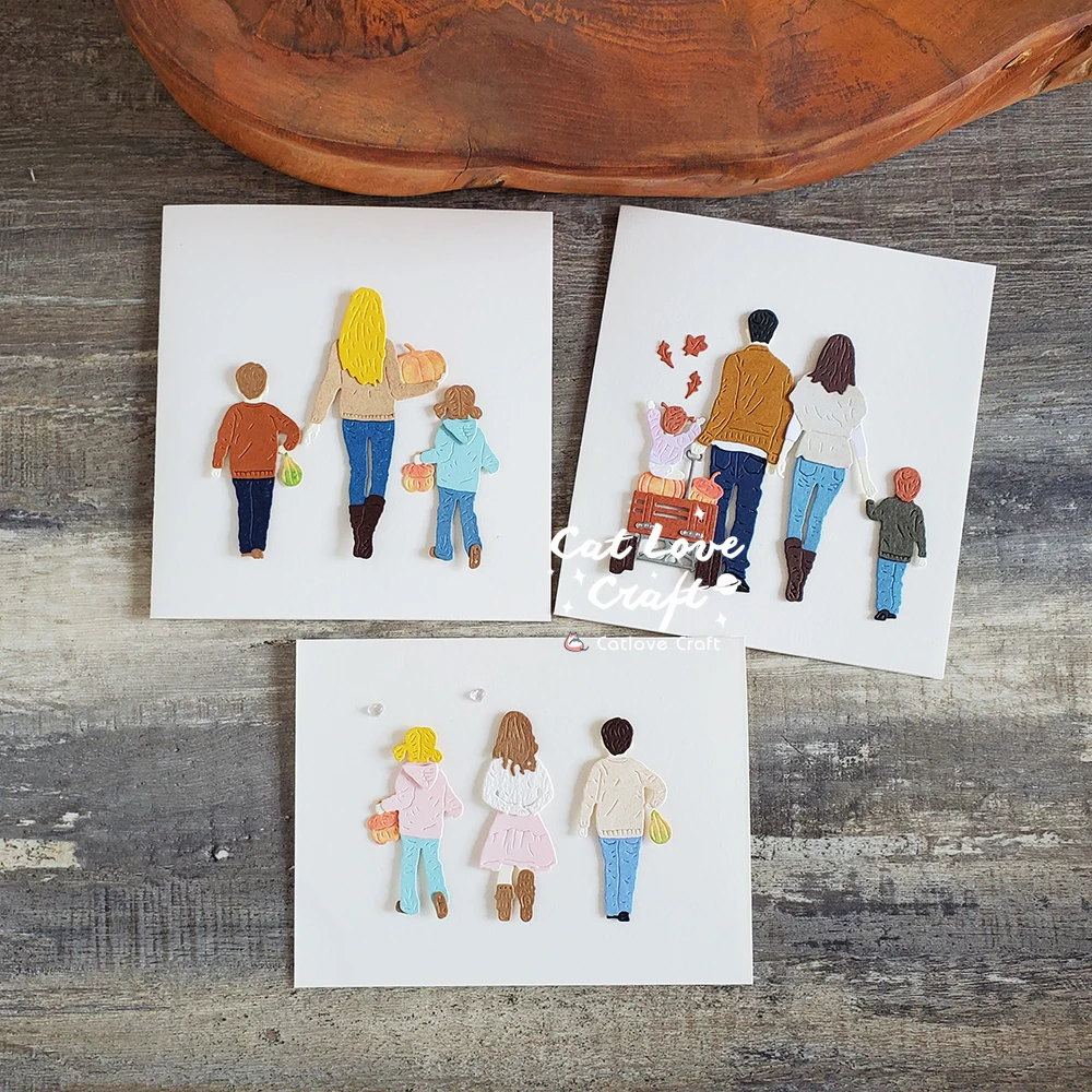 Catlove 호박 가족의 뒷모습 금속 절단 다이 스크랩북 스텐실 다이 컷 카드 만들기 DIY 공예 엠보싱 새로운 다이