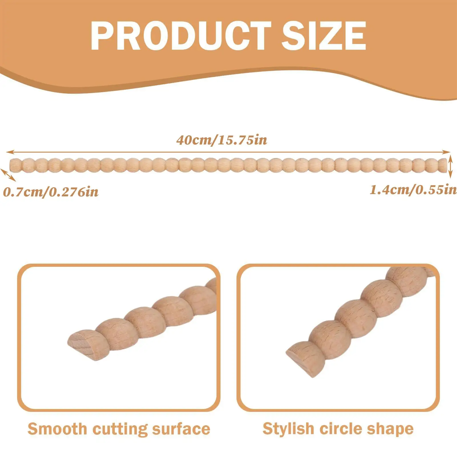 10PCS Decorative spool wood trim semi-circular wooden bead shape unfinished 3D bead wood trim suitable for handicraft decoration