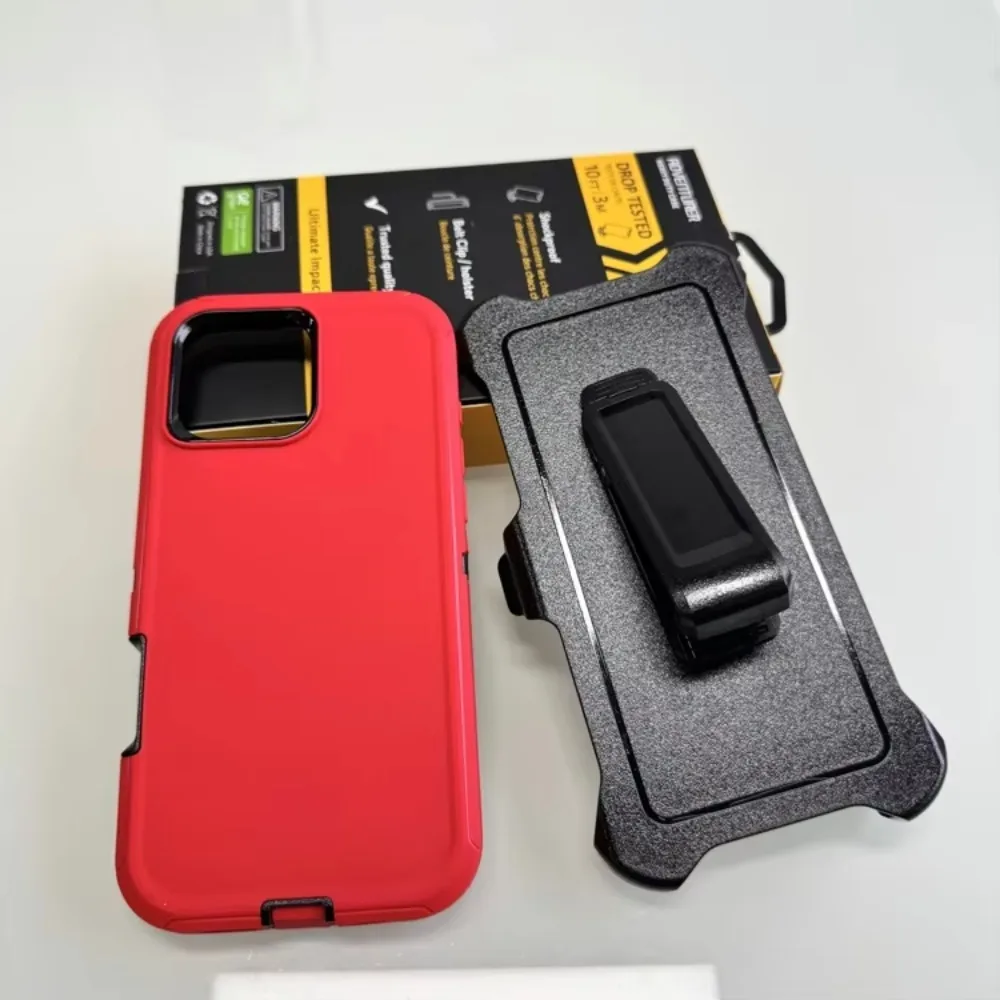 Heavy-Duty Shockproof Phone Case with Belt Clip and Protective Box Packaging