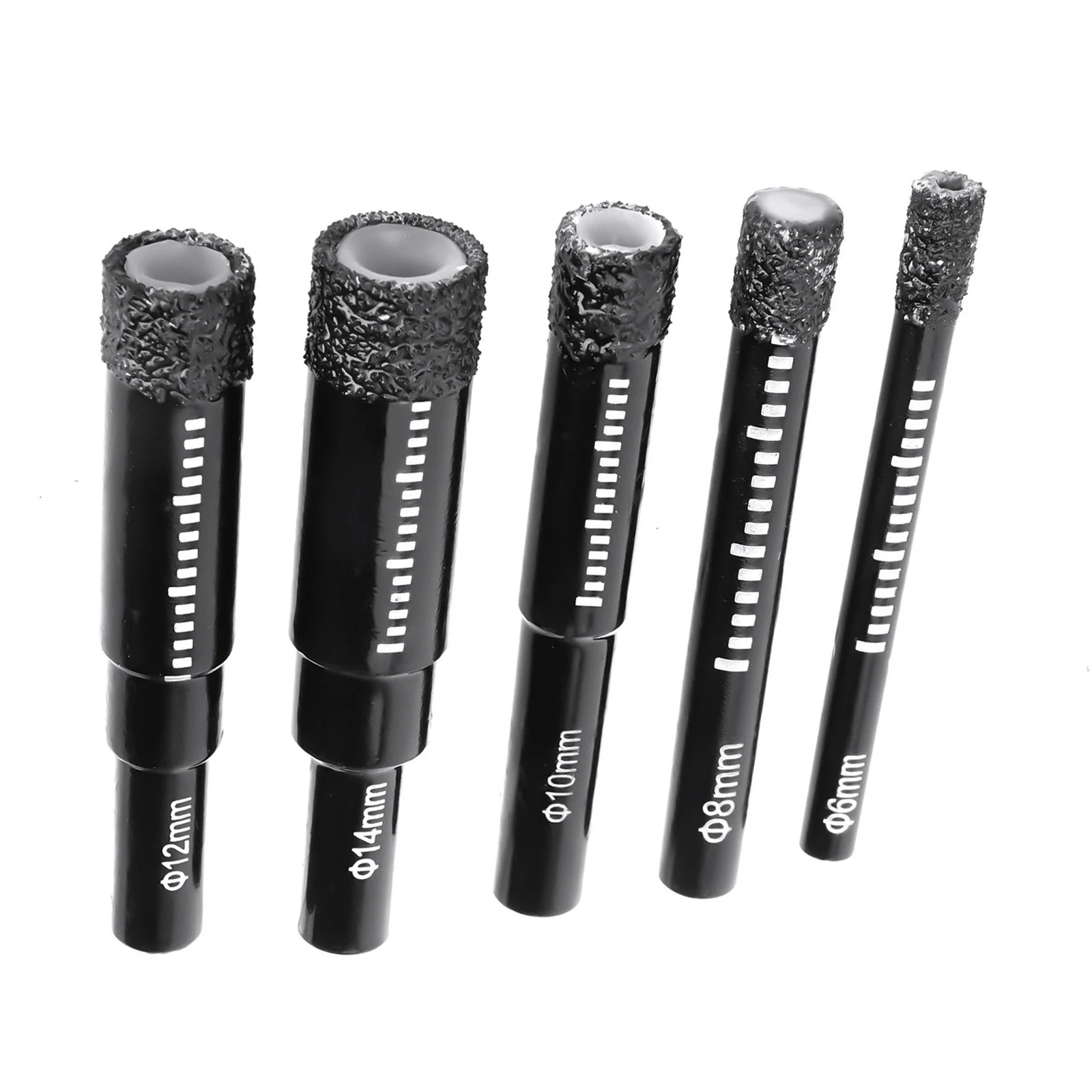 5Pc Diamond Brazed Dry Drilling Bit Porcelain Cup Saw Ceramic Marble Granite Tile Hole Opener Hole Saw Cutter 6-14mm Round Shank