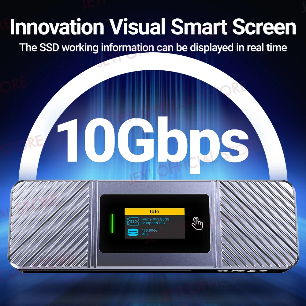 Jeyi-visual Smart M.2 Nvme Ngff Ssd Enclosure Suporta Proteção 5s Write 3s Re-conectar Usb 3.2 Gen2 10gbps Uasp Trim - Imagem 4